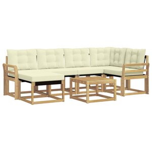 vidaXL Ensemble de canapés d'extérieur 7 pc Blanc et crème