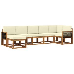vidaXL Ensemble de canapés d'extérieur 7 pc Naturel et Crème Polyester