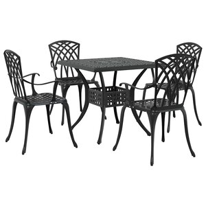 vidaXL Ensemble de tables de jardin 5 Pièces Noir Aluminium coulé