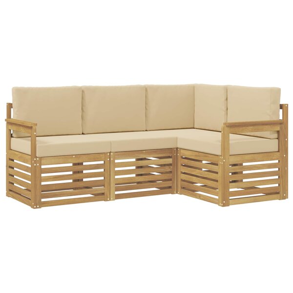 vidaXL Ensemble de canapés d'extérieur 4 pc Blanc et Beige Polyester