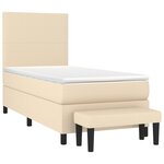 vidaXL Sommier à lattes de lit avec matelas Crème 100x200 cm Tissu