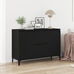 Buffet vidaXL Chêne noir Bois de chêne massif  Acier enduit de poudre