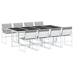 vidaXL Ensemble à manger de jardin avec coussins 9 Pièces blanc textilène