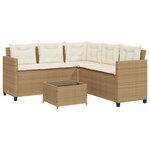 vidaXL Canapé de jardin avec table et coussins en forme de L beige