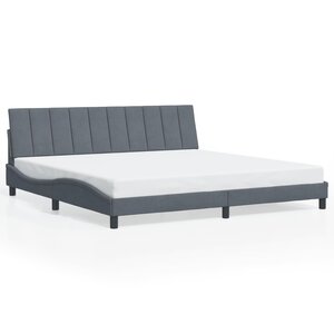 vidaXL Cadre de lit sans matelas Hanko gris foncé 200x200 cm velours