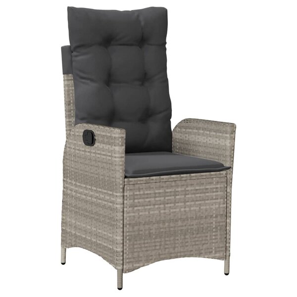 vidaXL Chaise inclinable de jardin coussins gris clair résine tressée