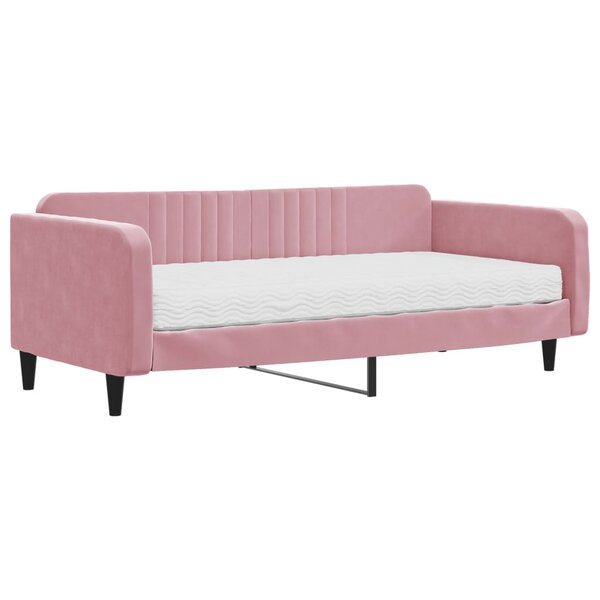 vidaXL Lit de jour avec matelas rose 100x200 cm velours