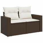 vidaXL Salon de jardin 8 Pièces avec coussins marron résine tressée