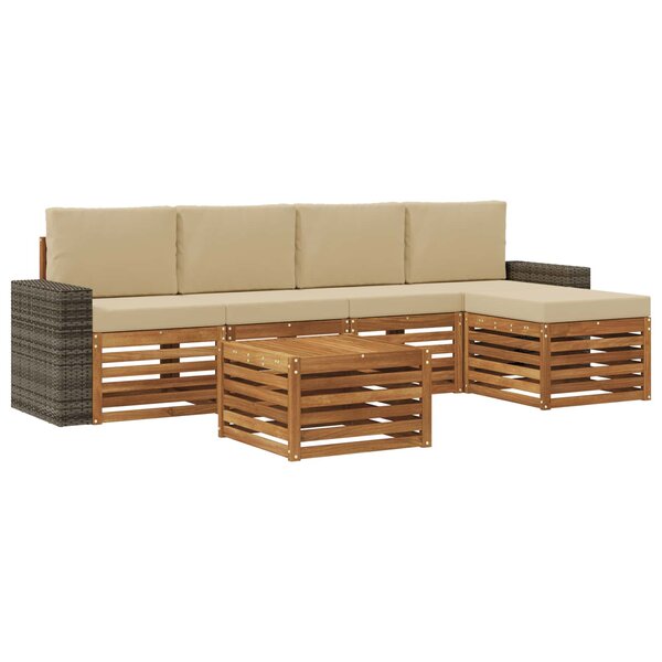 vidaXL Ensemble de canapés d'extérieur 6 Pièces Naturel et Beige