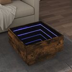 vidaXL Table basse avec LED chêne fumé 50x50x30 cm bois d'ingénierie