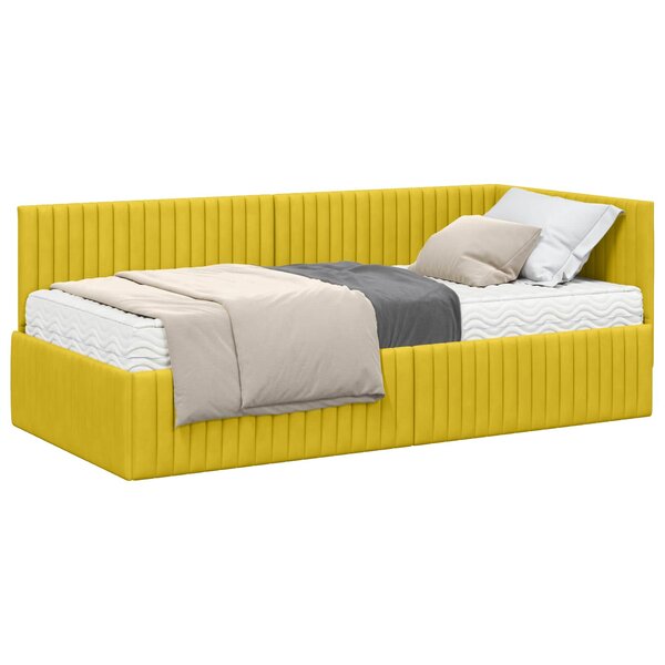 vidaXL Cadre de lit d'angle avec matelas 2 pc Jaune 90 x 190 cm