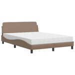 vidaXL Lit avec matelas cappuccino 140x200 cm similicuir