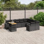 vidaXL Salon de jardin 10 Pièces avec coussins noir résine tressée