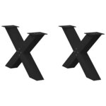 vidaXL Pieds de table basse en forme de X  2 pièces  noir  70 x (42-43) cm  acier