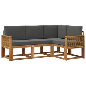 vidaXL Ensemble de canapés d'extérieur 4 pc Naturel et Anthracite