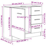 vidaXL Armoire de lavabo Chêne fumé 63x30x54 cm Bois d'ingénierie