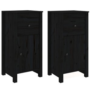 vidaXL Buffets 2 Pièces Noir 40x35x80 cm Bois massif de pin