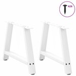 vidaXL Pieds de table basse en forme de A 2 pièces Blanc 70 x (42-43) cm Acier