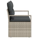 Canapé de jardin 2 places vidaXL avec rangement et coussins en poly rattan gris