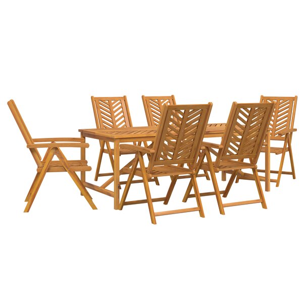 vidaXL Ensemble de Salle à Manger de Jardin 7 Pièces en Bois Massif d'Acacia