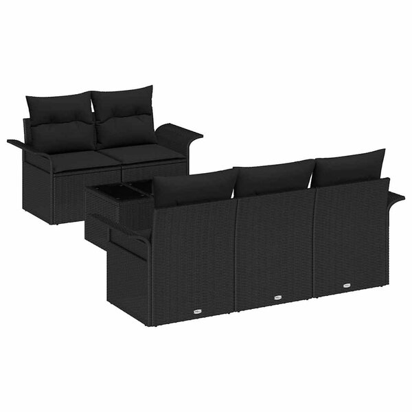 vidaXL Ensemble de Canapés avec coussin 6 Pièces Noir polyrotin