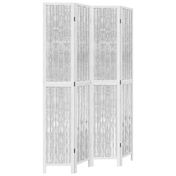 vidaXL Cloison de séparation 4 panneaux blanc bois de paulownia massif