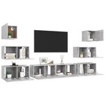 vidaXL Ensemble de meubles TV 8 Pièces Gris béton Bois d'ingénierie