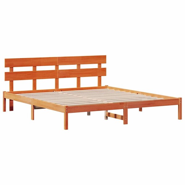 vidaXL Cadre de lit marron ciré 200x200 cm avec tête de lit en bois massif de pin