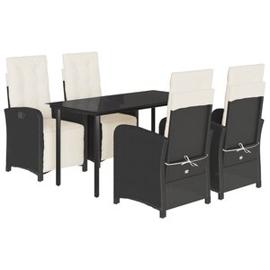 vidaXL Ensemble à manger de jardin coussins 5Pièces Noir Résine tressée