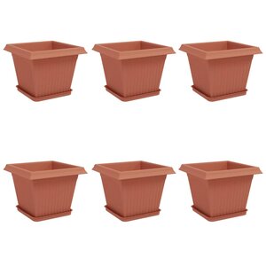 vidaXL Pots de plantes 6 Pièces Rouge brique 28 5 x 28 5 x 22 cm