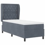 vidaXL Lit à ressorts avec matelas Gris foncé 200 x 80 cm Velours