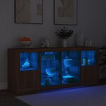 vidaXL Buffet avec lumières LED chêne marron 163x37x67 cm
