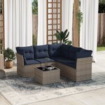 vidaXL Salon de jardin 6 Pièces avec coussins gris résine tressée