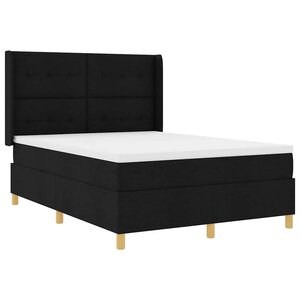 vidaXL Lit à ressorts avec matelas Noir 140 x 190 cm tissu