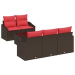 vidaXL Ensemble de Canapés 6 Pièces Marron et rouge polyrotin