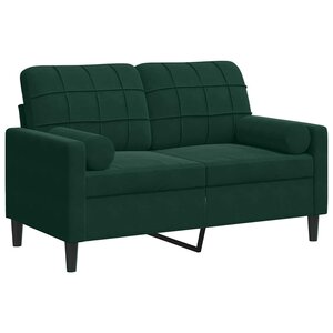vidaXL Canapé 2 places avec oreillers vert foncé 120 cm velours