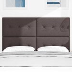 vidaXL Tête de lit LED avec bandes LED Marron foncé 144 cm tissu