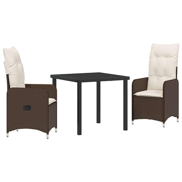vidaXL Ensemble de salle à manger pour jardin 3 Pièces Marron polyrotin
