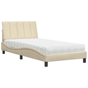 vidaXL Lit avec matelas Hanko crème 100x200 cm tissu