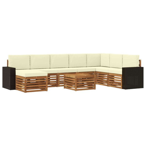 vidaXL Ensemble de canapés d'extérieur 9 Pièces Naturel et Crème