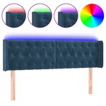 vidaXL Tête de lit à LED Bleu foncé 147x16x78/88 cm Velours