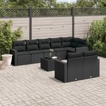 vidaXL Salon de jardin 9 Pièces avec coussins noir résine tressée