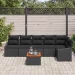vidaXL Ensemble de canapé de jardin avec coussin 7 Pièces Noir polyrotin