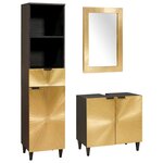 vidaXL Ensembles de mobilier de salle de bain 3 Pièces Noir et or