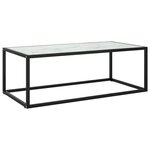 vidaXL Table basse Noir avec verre marbre blanc 100x50x35 cm