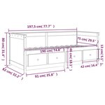 vidaXL Lit de jour Noir 75x190 cm Bois de pin massif