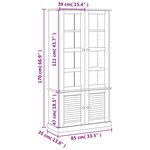 vidaXL Vitrine en verre VIGO gris 85x35x170 cm bois massif de pin