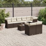 vidaXL Salon de jardin avec coussins 9 Pièces marron résine tressée