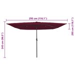 vidaXL Parasol de jardin Rouge  Noir 295 x 295 x 245 cm