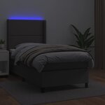 vidaXL Sommier à lattes de lit matelas LED Gris 90x190 cm Similicuir